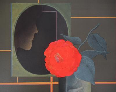 Pierre GARCIA-FONS : Femme de profil à la rose - Lithographie originale signée et dédicacée 2
