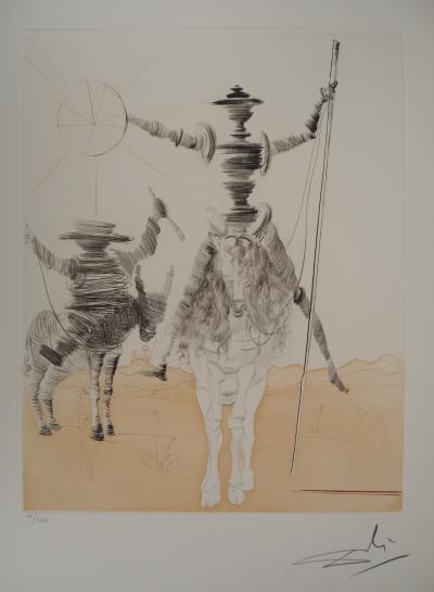 Salvador Dali : Don Quichotte et Sancho Panza - Gravure originale signée 2