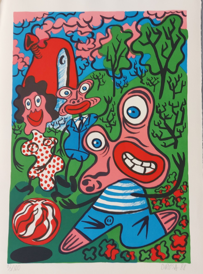 Herve di Rosa Enfant et parents (1989)  - Lithographie  originale - signée au crayon 2