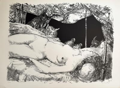 Léonard FOUJITA - Il sogno, c.1947 - Litografia originale firmata a matita e numerata