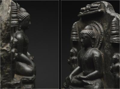 Inde, Dynastie Pala-Sena, Xème-XIIème siècle, Fragment de stèle en pierre représentant Bouddha 2