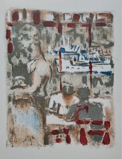 Alexandre Garbell - La terrasse de café - Lithographie originale 2