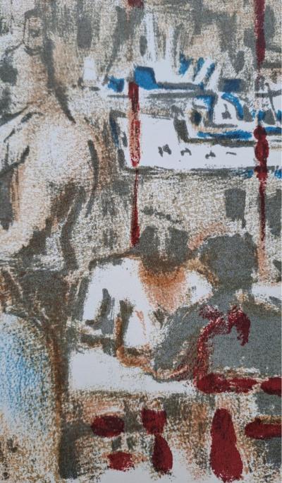 Alexandre Garbell - La terrasse de café - Lithographie originale 2