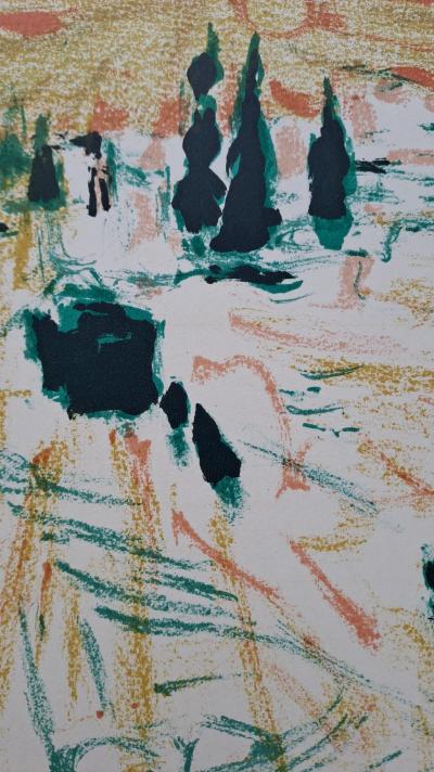 Alexandre Garbell - Les cyprès - Lithographie originale 2