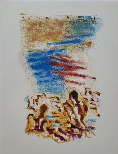 Alexandre Garbell - Un couple sur la plage - Lithographie originale 2