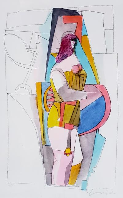 Richard Lindner, Femme, lithographie rehaussée signée, 1958 2