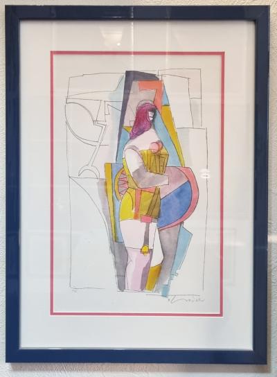 Richard Lindner, Femme, lithographie rehaussée signée, 1958 2