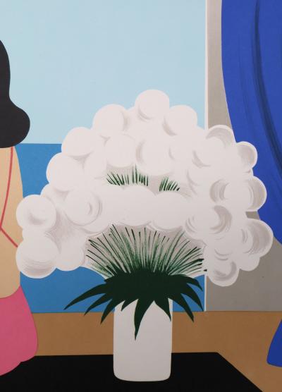 Marie-Theresa TORRES :  Femme au bouquet blanc - Lithographie originale signée au crayon 2