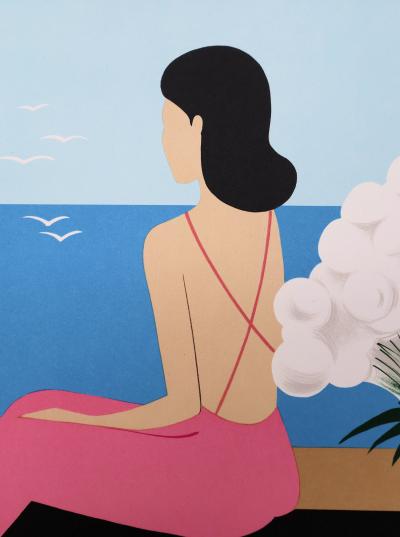 Marie-Theresa TORRES :  Femme au bouquet blanc - Lithographie originale signée au crayon 2