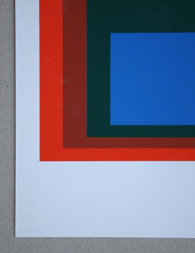 Josef ALBERS - Homage to the Square - Blue + darkgreen with 2 reds, 1971 - Original silkscreen print 2
