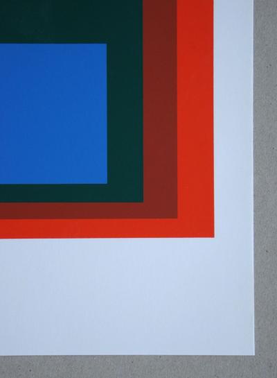 Josef ALBERS - Homage to the Square - Blue + darkgreen with 2 reds, 1971 - Original silkscreen print 2