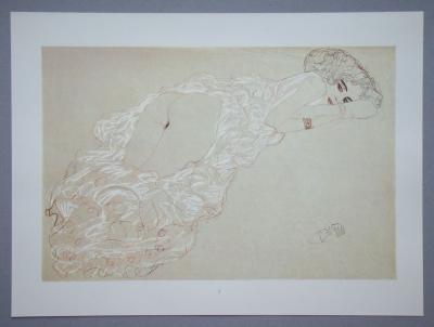 Gustav KLIMT (after) - Erotic drawing, 1979 - Offset lithography signed 2