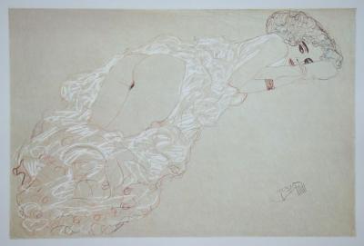Gustav KLIMT (after) - Erotic drawing, 1979 - Offset lithography signed 2