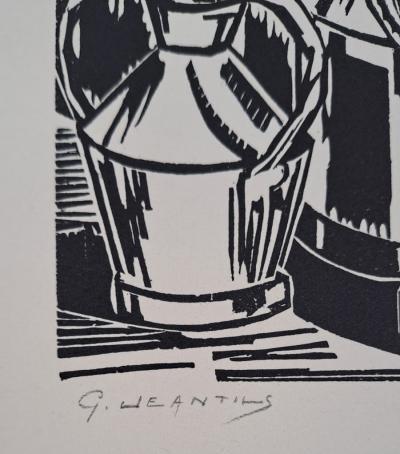 Georges Jeantils - La laiterie, 1951 - Bois gravé 2