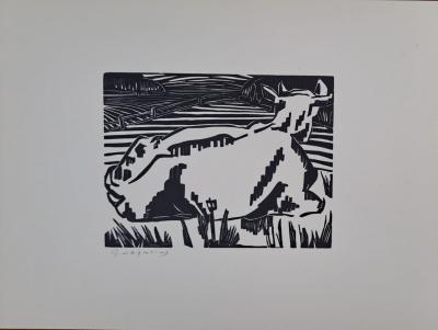 Georges Jeantils - La vache, 1951 - Bois gravé 2