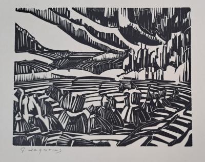 Georges Jeantils - Les huriots, 1951 - Woodcut - Signed in pencil by the artist 2
