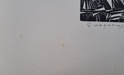 Georges Jeantils - Les huriots, 1951 - Woodcut - Signed in pencil by the artist 2