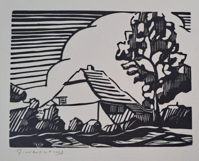Georges Jeantils - Maison de Thiérache, 1951 - Bois gravé 2