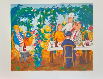 Lennart Jirlow - Banquet in the Garden - Lithograph signed in pencil 2