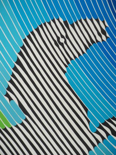 Victor VASARELY : Composition cinétique, Zèbre cabré, Sérigraphie originale signée 2