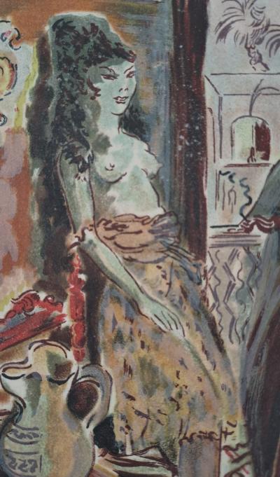 Roger Wild - Pause à demi nu - Lithographie originale signée 2