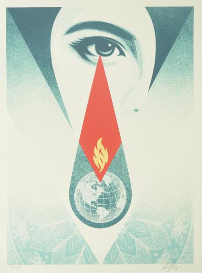 Shepard FAIREY (OBEY): Tear Flame - Original signed silkscreen print 2