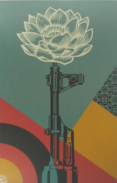 Shepard FAIREY (OBEY): AK 47 Lotus - Original signed silkscreen print 2