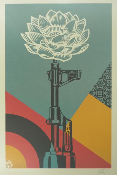 Shepard FAIREY (OBEY): AK 47 Lotus - Original signed silkscreen print 2