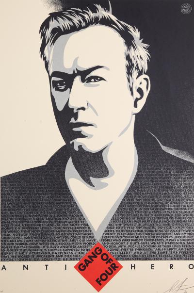 Shepard FAIREY (OBEY) : Andy Gill, Anti Hero - Sérigraphie originale signée 2