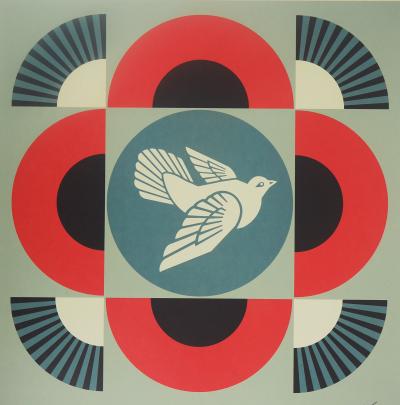 Shepard FAIREY (OBEY) : Geometric Dove Red - Sérigraphie originale signée 2
