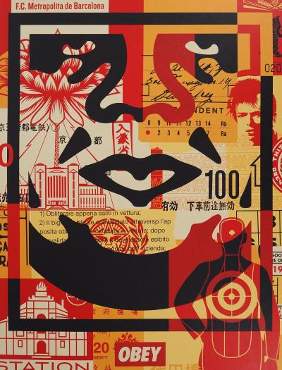 Shepard FAIREY (OBEY) : Face collage III - Sérigraphie originale signée 2