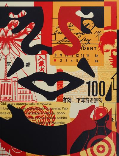 Shepard FAIREY (OBEY) : Face collage III - Sérigraphie originale signée 2
