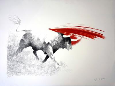 Jean Louis Guitard -Taureau Séville, lithographie originale 2