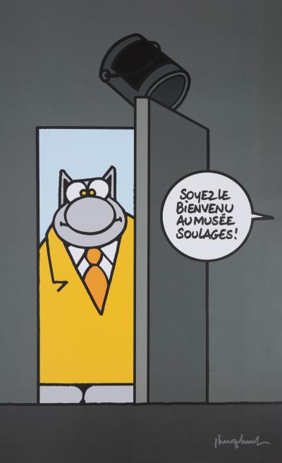 Philippe GELUCK : Le chat au Musée Soulages - Affiche originale signée 2