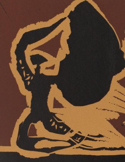 Pablo PICASSO : Corrida, la passe - Linogravure (1962) 2