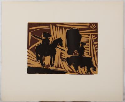 Pablo PICASSO: Corrida, the entry of the bull - Linocut (1962) 2
