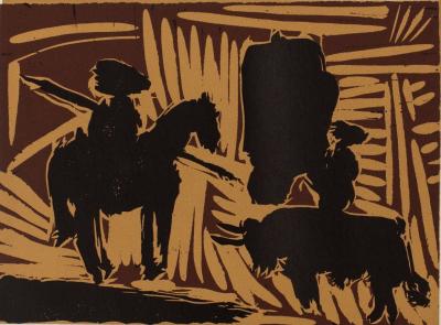 Pablo PICASSO: Corrida, the entry of the bull - Linocut (1962) 2