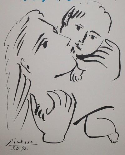 Pablo PICASSO : Amour maternel - Lithographie signée 2