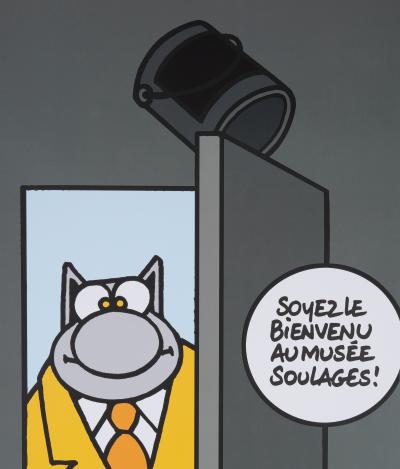 Philippe GELUCK : Le chat au Musée Soulages - Affiche originale signée 2