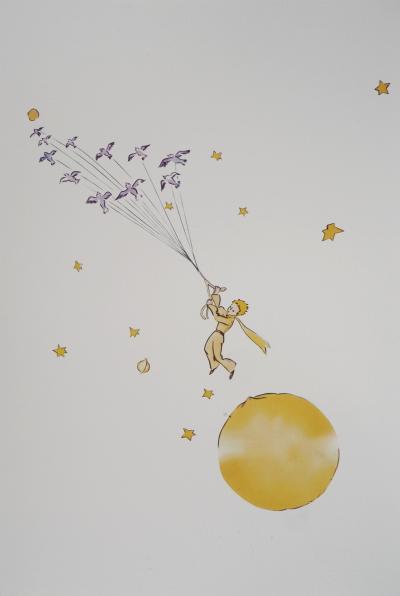 Antoine DE SAINT-EXUPERY : L'envol du Petit Prince et des oiseaux - Lithographie 2