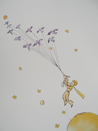 Antoine DE SAINT-EXUPERY : L'envol du Petit Prince et des oiseaux - Lithographie 2