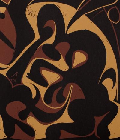 Pablo PICASSO : Pique en Noir - Linogravure (1962) 2