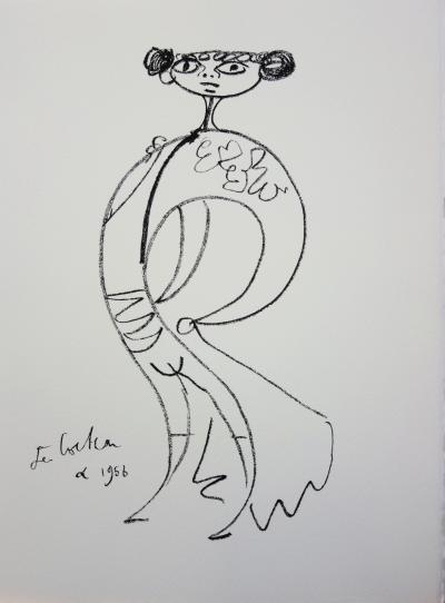 Jean COCTEAU : Elégant toreador cubiste - Lithographie signée