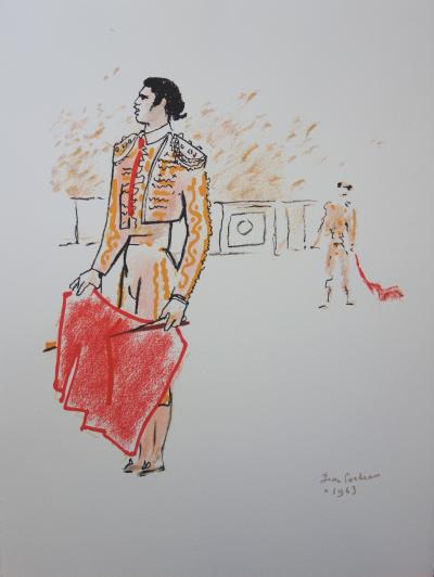 Jean COCTEAU : Le toréador et sa muleta - Lithographie signée