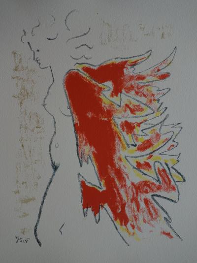 Jean Cocteau: Woman in a Cloak of Fire - Signed Lithograph 2