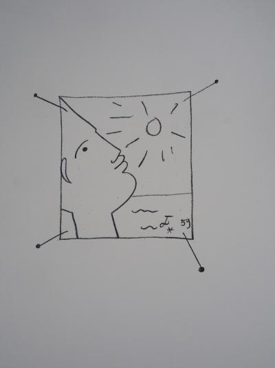 Jean COCTEAU : Homme au soleil - Lithographie signée 2