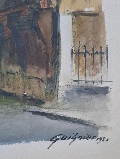 Fernand Guignier - Saint-Romain Street, Rouen, 1951 - Signed watercolor 2