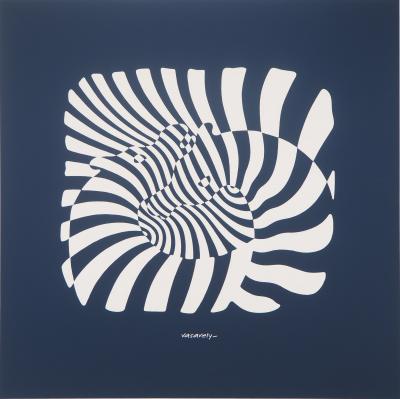 Victor VASARELY : Zèbres sur fond bleu - Sérigraphie originale signée 2