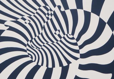 Victor VASARELY : Zèbres sur fond bleu - Sérigraphie originale signée 2