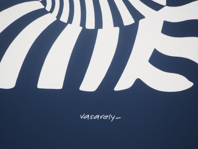 Victor VASARELY : Zèbres sur fond bleu - Sérigraphie originale signée 2